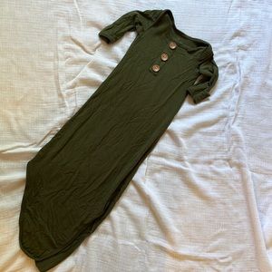 Caden Lane newborn knotted gown dark green